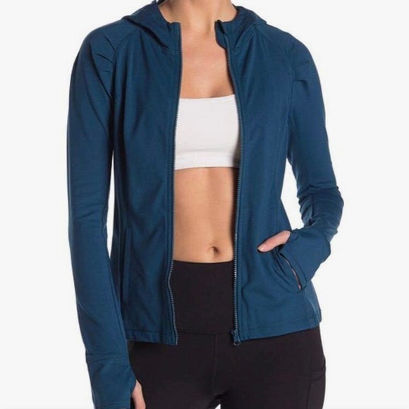 NWOT Yogalicious Hooded Zip Athletic Jacket Teal L - Picture 1 of 10